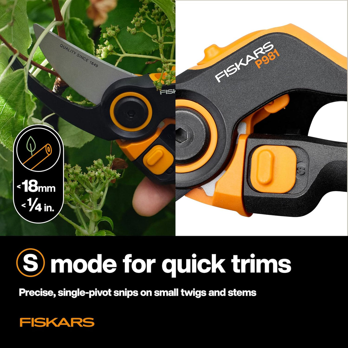 Bypass Pruning Shears, Branch Cutter with 5/8" Cut Capacity, Garden Shears with Sharp Steel Blade, Rust Resistant, Ergonomic Pruners with Comfort Handle and Safety Lock, Gardening Hand Tools