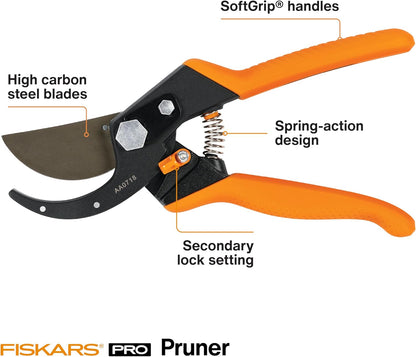 Bypass Pruning Shears, Branch Cutter with 5/8" Cut Capacity, Garden Shears with Sharp Steel Blade, Rust Resistant, Ergonomic Pruners with Comfort Handle and Safety Lock, Gardening Hand Tools