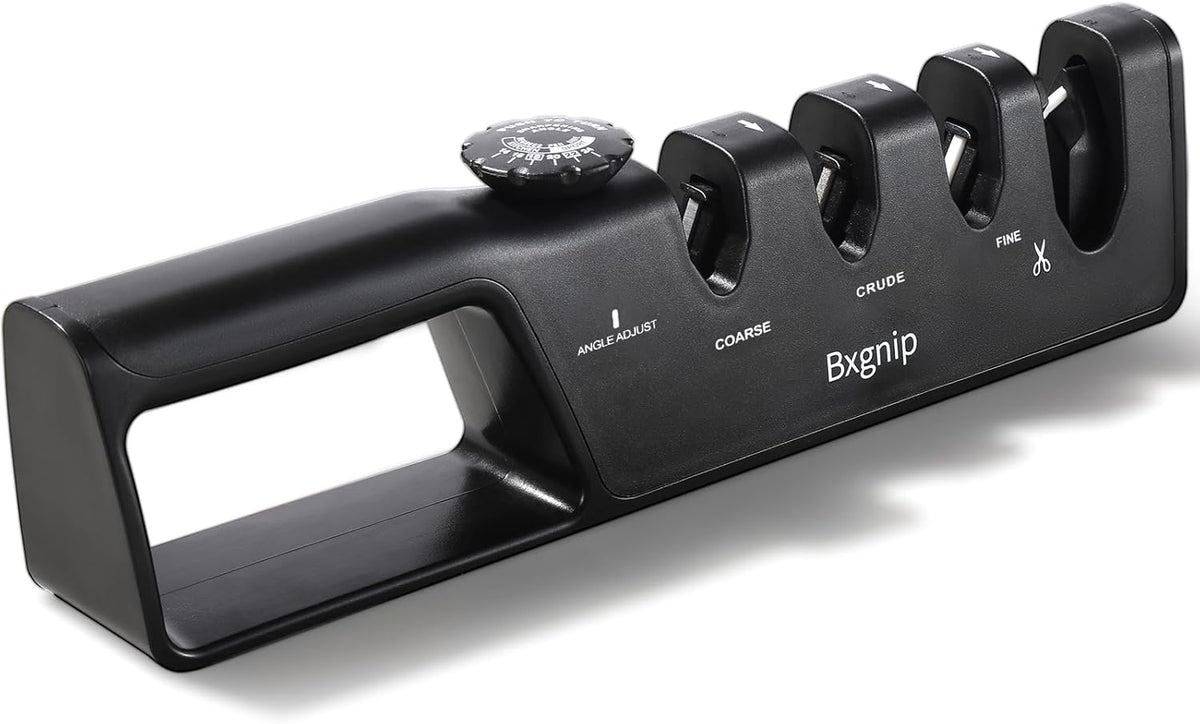 Professional Knife Sharpener with 6 Adjustable Sharpening Angles,and also sharpen scissors, Ergonomic Handle,Handheld Knives and Pocket Knife Sharpener, Black