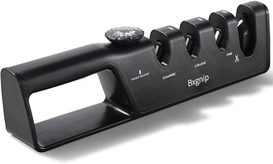 Professional Knife Sharpener with 6 Adjustable Sharpening Angles,and also sharpen scissors, Ergonomic Handle,Handheld Knives and Pocket Knife Sharpener, Black