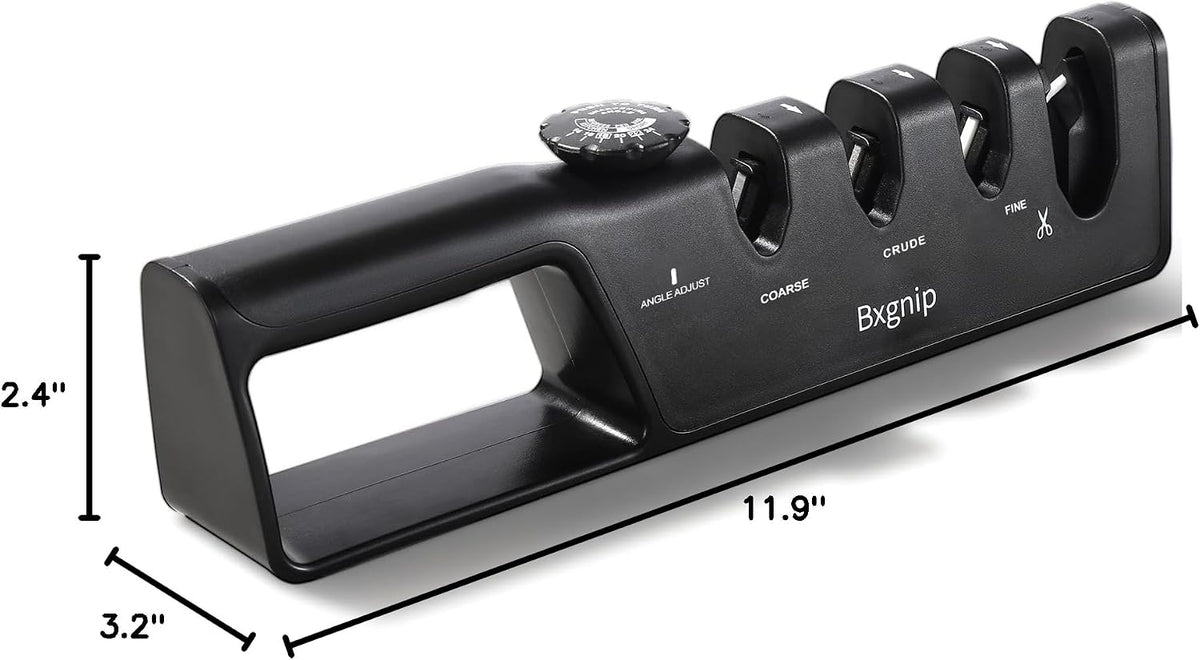 Professional Knife Sharpener with 6 Adjustable Sharpening Angles,and also sharpen scissors, Ergonomic Handle,Handheld Knives and Pocket Knife Sharpener, Black
