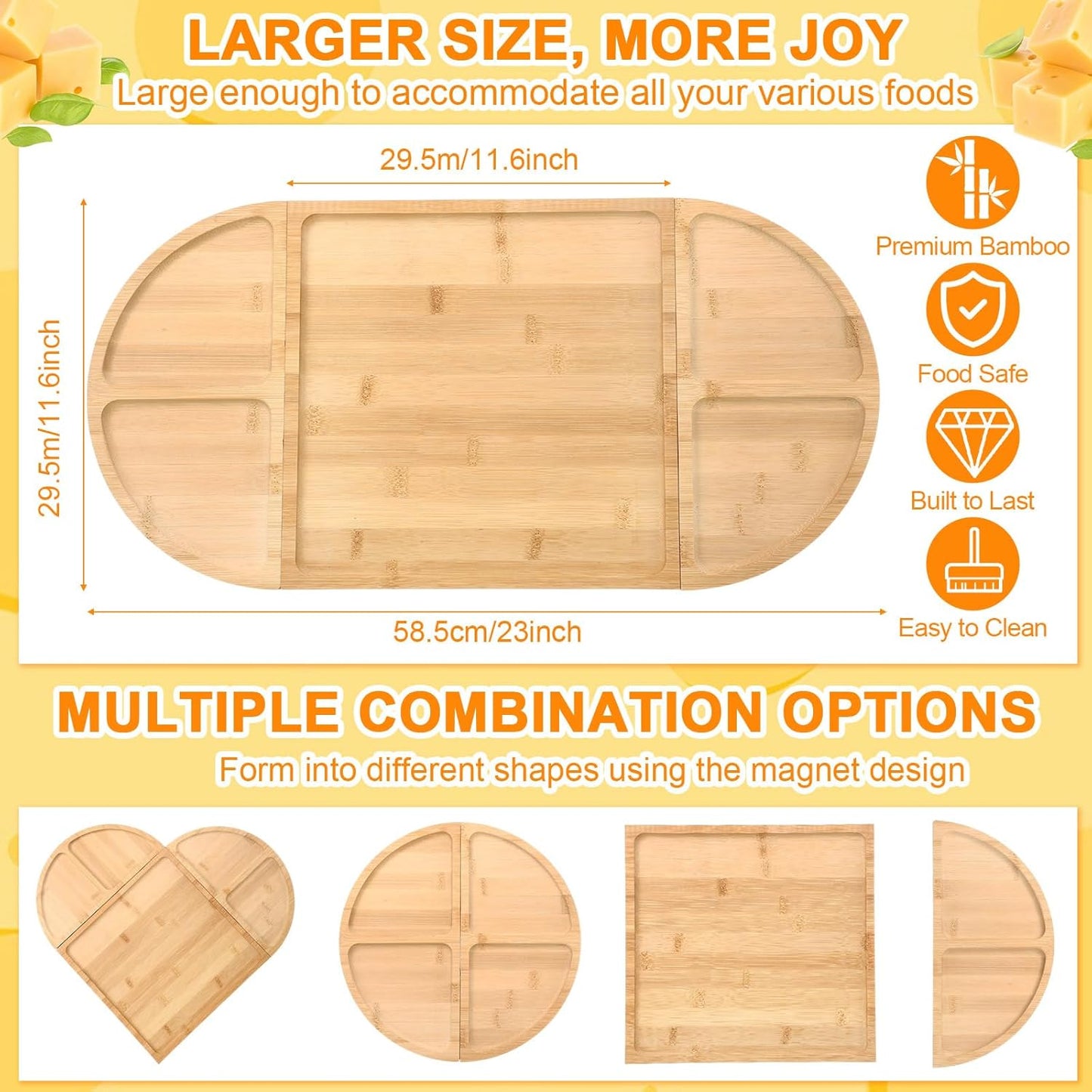Charcuterie Boards Gift Set Large Bamboo Cheese Board with Ceramic Dip Bowl, Butter Knives Set Kit, Mini Tongs, Spoons, Forks, Honey Sticks, Cocktail Picks for Entertaining Gift for Christmas
