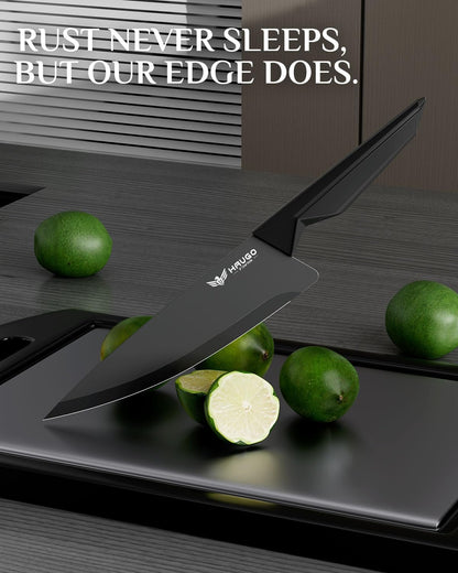 Kitchen Knife Set with Block: 14-Piece German Stainless Steel Full Tang Professional Knife - Comfortable Grip Reduces Hand Fatigue 30% - Dishwasher Safe & Sharpener - White Knife Set for Cooking