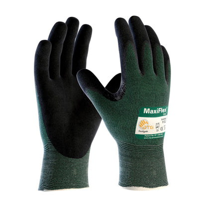 Cut 34-8743 Cut Resistant Nitrile Coated Work Gloves with Green Knit Shell and Premium Nitrile Coated Micro-Foam Grip on Palm & Fingers