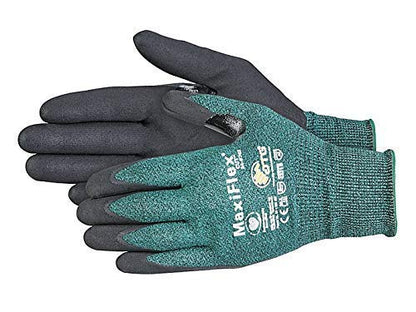Cut 34-8743 Cut Resistant Nitrile Coated Work Gloves with Green Knit Shell and Premium Nitrile Coated Micro-Foam Grip on Palm & Fingers