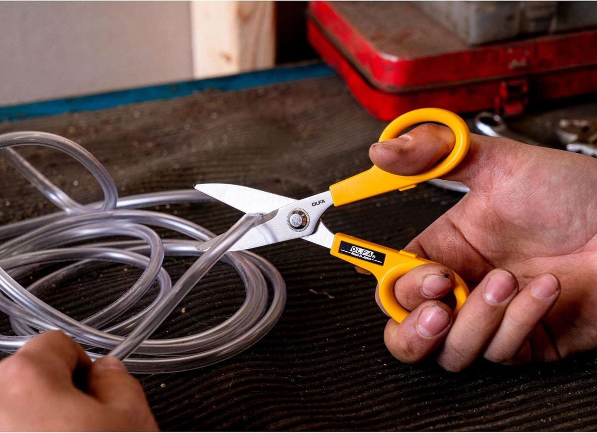 5" Serrated Stainless Steel Scissors (SCS-1) - Aviation-Grade Rivet | Heavy Duty 5" stainless steel serrated blade, aviation rivet, ABS handle - Cuts various materials - Industrial, Pro, Crafter