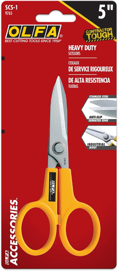 5" Serrated Stainless Steel Scissors (SCS-1) - Aviation-Grade Rivet | Heavy Duty 5" stainless steel serrated blade, aviation rivet, ABS handle - Cuts various materials - Industrial, Pro, Crafter