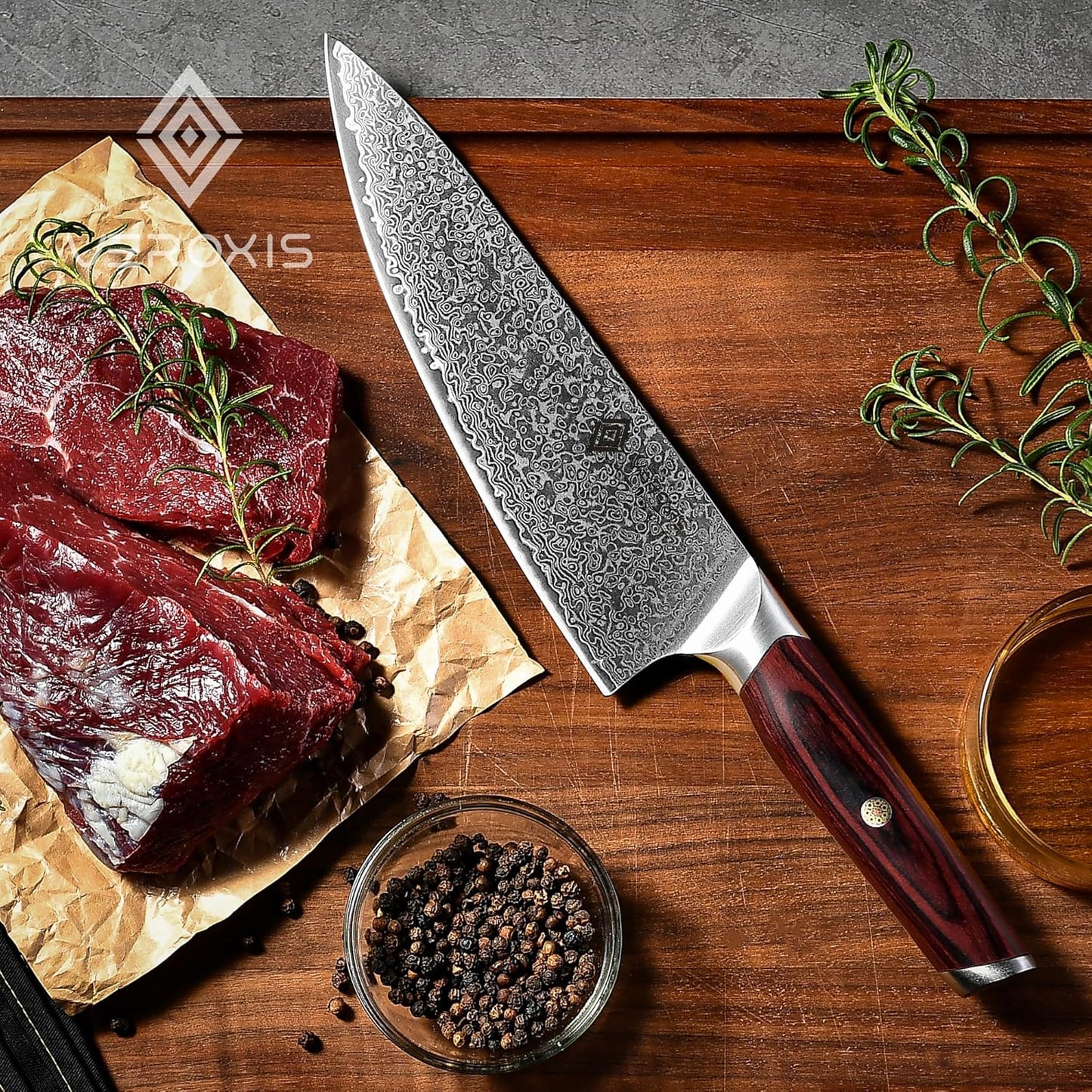 Damascus Chef Knife 8 Inch, Professional Japanese Kitchen Knives Sharp High Carbon Super Steel with Ergonomic Pakkawood Handles, Elegant Gift Box Packaging