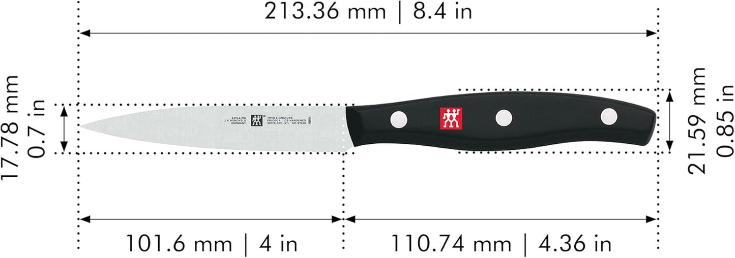 Twin Signature Paring Knife Ultra-Sharp Friodur Ice-Hardened Blade | Made in Company-Owned German Factory with Special Formula Steel. Dishwasher Safe, Comfortable Grip for Effortless Meal Prep.