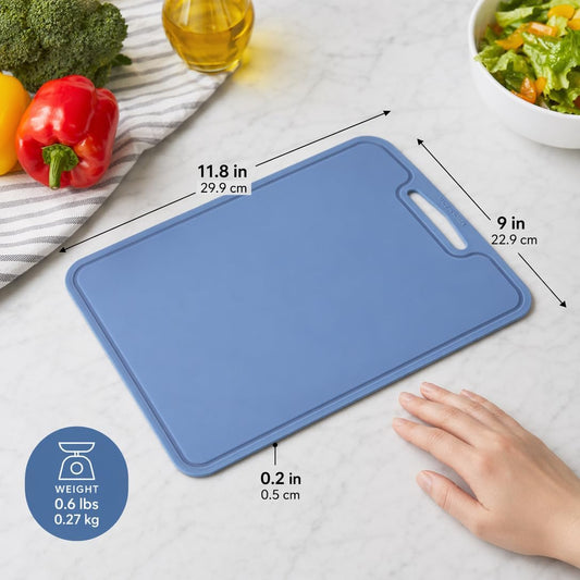 Silicone Cutting Board, 11.8 x 9 In, BPA-Free Flexible Chopping Mat(Blue)