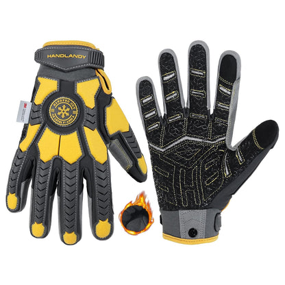 Winter Cut Resistant Impact Resistant Work Gloves for Men, Padded Palm Grip Heavy Duty Working Glove (Medium, Yellow)