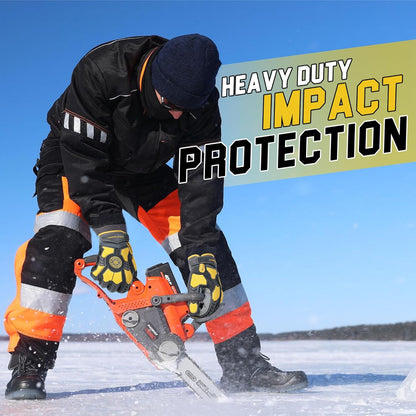 Winter Cut Resistant Impact Resistant Work Gloves for Men, Padded Palm Grip Heavy Duty Working Glove (Medium, Yellow)