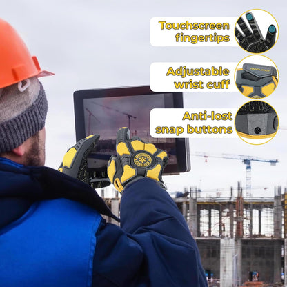 Winter Cut Resistant Impact Resistant Work Gloves for Men, Padded Palm Grip Heavy Duty Working Glove (Medium, Yellow)
