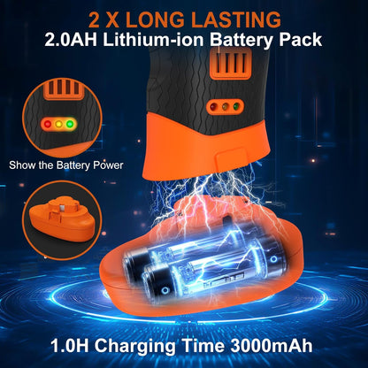 Electric Fillet Knife for Fish - Rechargeable Cordless Electric Knife With Non-Slip Grip Handle & 4 Ti-Nitride S.S. Coated Non-Stick Blades, 2 Batteriess Charger and Case For Fishing