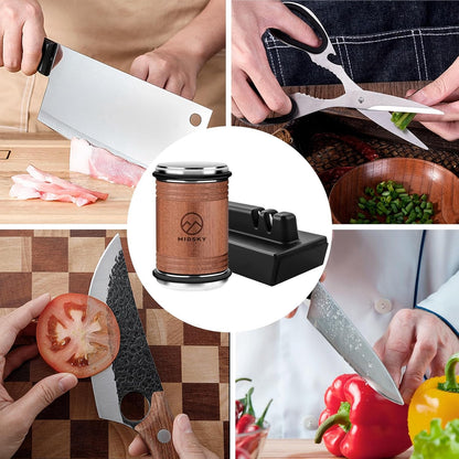 Rolling Knife Sharpener Kit, Professional Roller Sharpening System Tool with Diamond & Ceramic Discs, Magnetic Angle Offers 15 & 20 Degrees Sharpening, for Kitchen Chef Knives