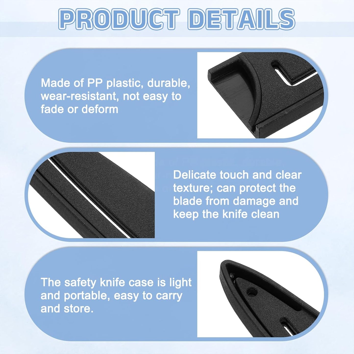 2 Pack PP Safety Knife Cover Sleeves, Blade Edge Guards Protector, Universal Knife Sheath for 3.5" Paring Knife, Black