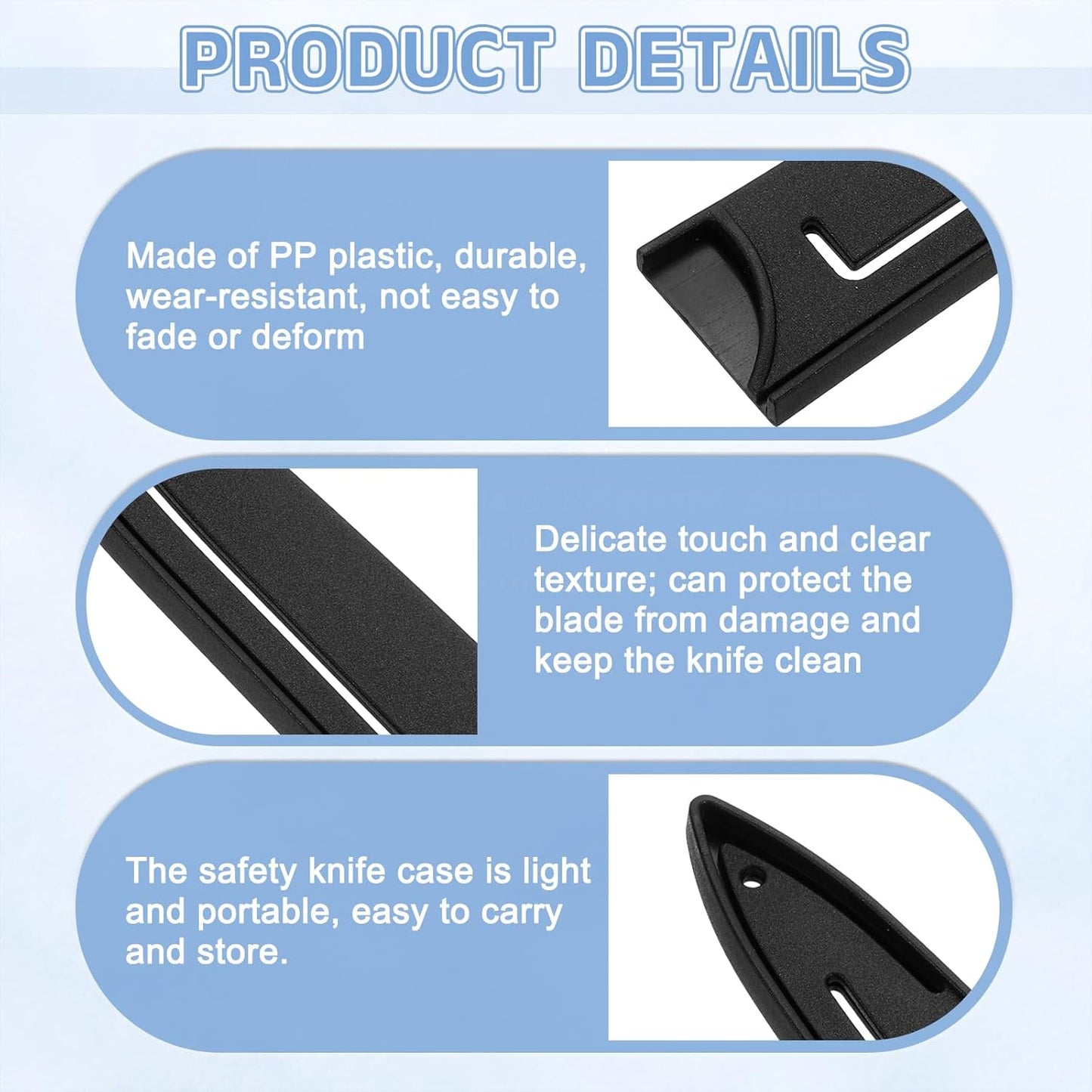 2 Pack PP Safety Knife Cover Sleeves, Blade Edge Guards Protector, Universal Knife Sheath for 3.5" Paring Knife, Black