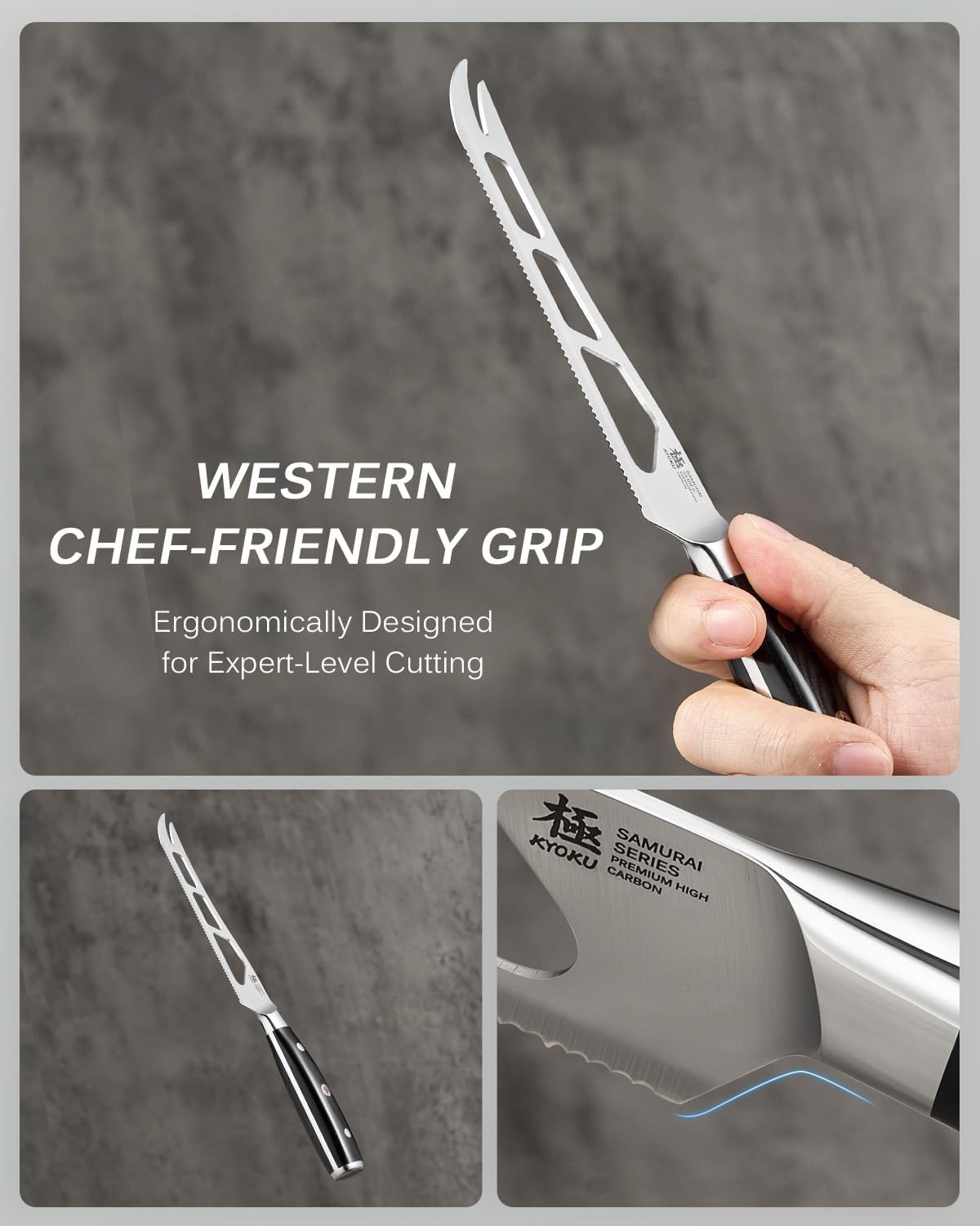 5" Serrated Cheese Knife - German Steel Cheese Slicer with Sheath | German 1.4116 Stainless Steel Full Tang Hollow Blade, Pakkawood Handle, Hard Soft Cheese Slicing Knife With Gift Box