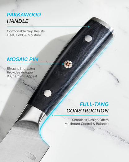 5" Serrated Cheese Knife - German Steel Cheese Slicer with Sheath | German 1.4116 Stainless Steel Full Tang Hollow Blade, Pakkawood Handle, Hard Soft Cheese Slicing Knife With Gift Box