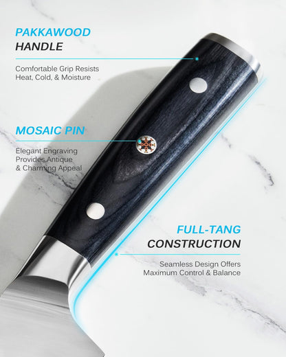 5" Serrated Cheese Knife - German Steel Cheese Slicer with Sheath | German 1.4116 Stainless Steel Full Tang Hollow Blade, Pakkawood Handle, Hard Soft Cheese Slicing Knife With Gift Box