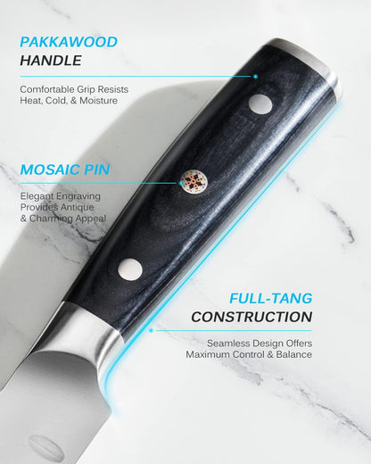 5" Serrated Cheese Knife - German Steel Cheese Slicer with Sheath | German 1.4116 Stainless Steel Full Tang Hollow Blade, Pakkawood Handle, Hard Soft Cheese Slicing Knife With Gift Box