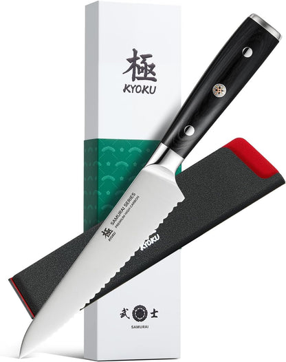 5" Serrated Cheese Knife - German Steel Cheese Slicer with Sheath | German 1.4116 Stainless Steel Full Tang Hollow Blade, Pakkawood Handle, Hard Soft Cheese Slicing Knife With Gift Box