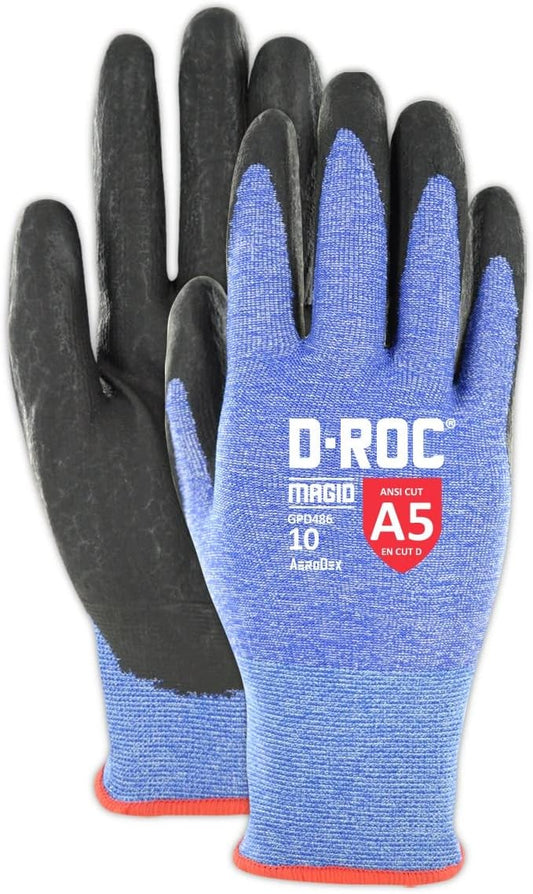 MAGID Cut Resistant Nitrile Coated AeroDex Work Gloves - Cut Level A5, 18GA, Touchscreen Compatible