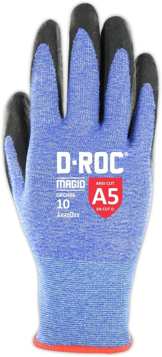 MAGID Cut Resistant Nitrile Coated AeroDex Work Gloves - Cut Level A5, 18GA, Touchscreen Compatible
