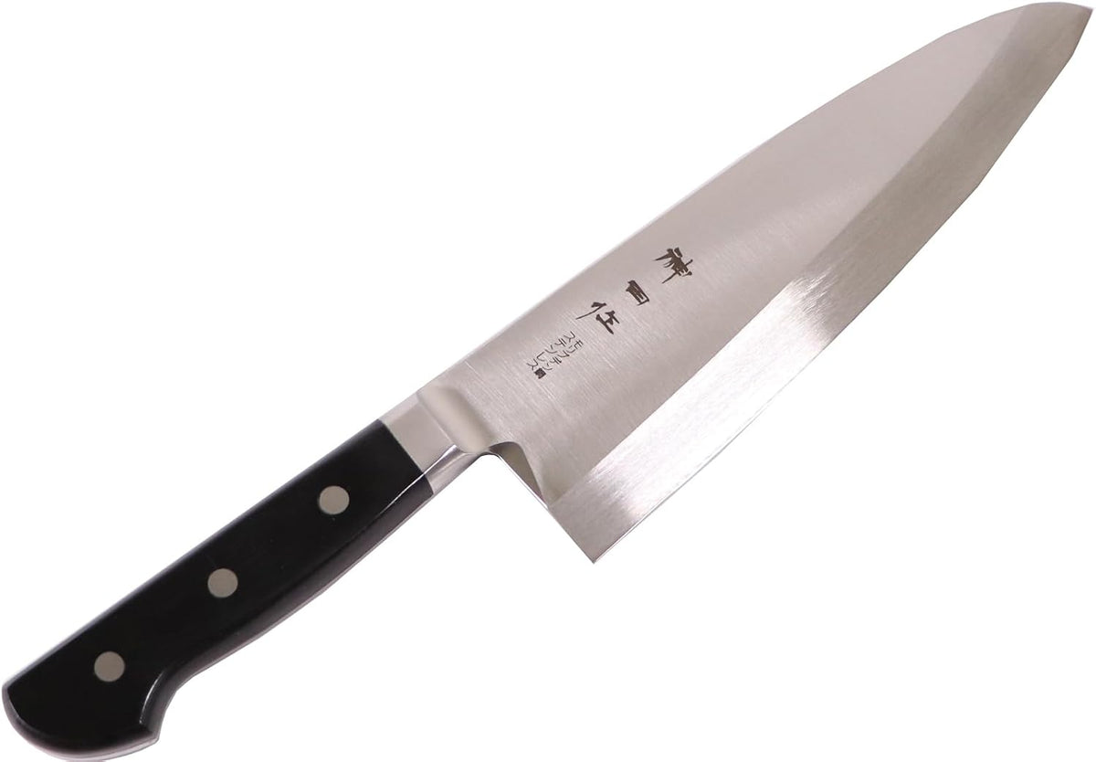 129098 Deba Knife 8.3 inches (21 cm), Made in Japan, Commercial Use, With Tip, Sashimi, Fish, Molybdenum Steel, Black Plywood