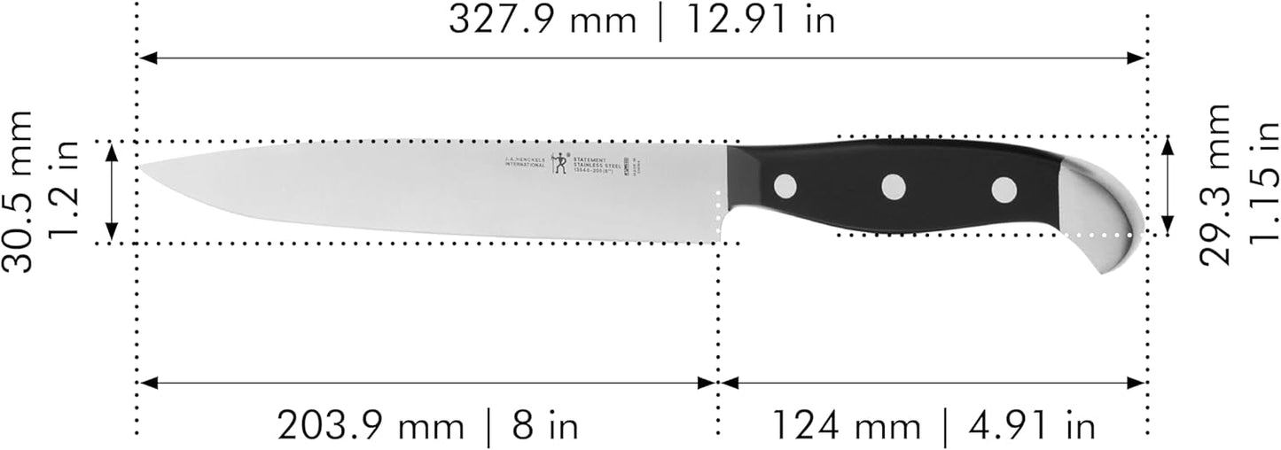 Statement Razor-Sharp 8-inch Slicing Knife, German Engineered Informed by 100+ Years of Mastery, Black/Stainless Steel