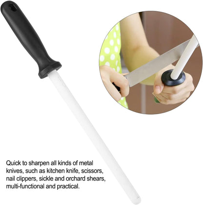 Ceramic Sharpening Rod, 8inch Stick Sharpener Stone Zirconia Grinding Tool for Kitchen Knife Scissors Chef ABS Handle