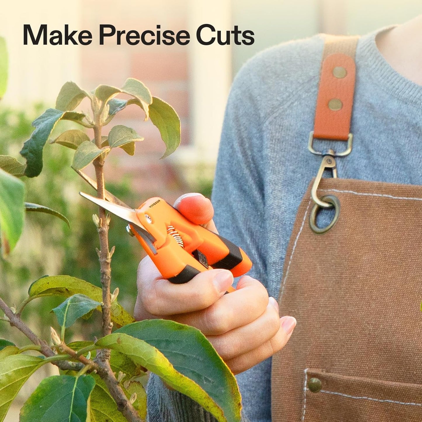 6.5 Inch Gardening Scissors Hand Pruner Pruning Shear with Straight Stainless Steel Blades Orange 1-Pack | Straight Precision Stainless Steel Blades, Comfort Ergonomic Grips, Ideal Snip for deadheading, trimming & shaping plants