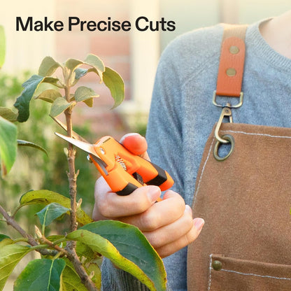 6.5 Inch Gardening Scissors Hand Pruner Pruning Shear with Straight Stainless Steel Blades Orange 1-Pack | Straight Precision Stainless Steel Blades, Comfort Ergonomic Grips, Ideal Snip for deadheading, trimming & shaping plants
