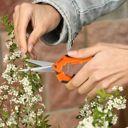 6.5 Inch Gardening Scissors Hand Pruner Pruning Shear with Straight Stainless Steel Blades Orange 1-Pack | Straight Precision Stainless Steel Blades, Comfort Ergonomic Grips, Ideal Snip for deadheading, trimming & shaping plants