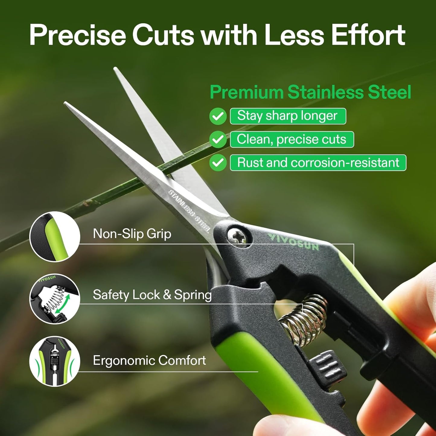 6.5 Inch Gardening Scissors Hand Pruner Pruning Shear with Straight Stainless Steel Blades Orange 1-Pack | Straight Precision Stainless Steel Blades, Comfort Ergonomic Grips, Ideal Snip for deadheading, trimming & shaping plants
