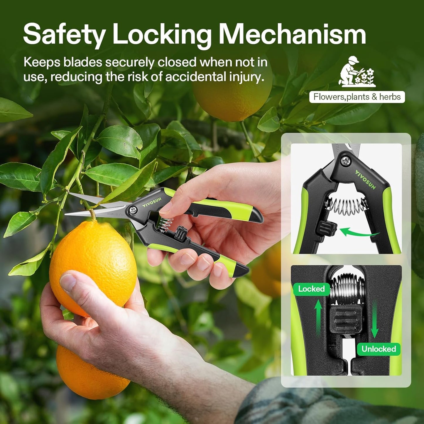 6.5 Inch Gardening Scissors Hand Pruner Pruning Shear with Straight Stainless Steel Blades Orange 1-Pack | Straight Precision Stainless Steel Blades, Comfort Ergonomic Grips, Ideal Snip for deadheading, trimming & shaping plants
