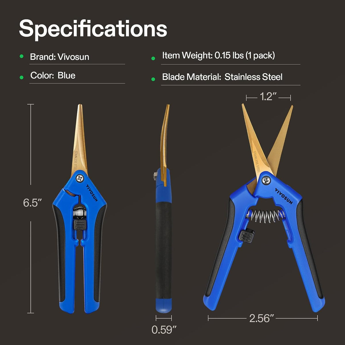 6.5 Inch Gardening Scissors Hand Pruner Pruning Shear with Straight Stainless Steel Blades Orange 1-Pack | Straight Precision Stainless Steel Blades, Comfort Ergonomic Grips, Ideal Snip for deadheading, trimming & shaping plants