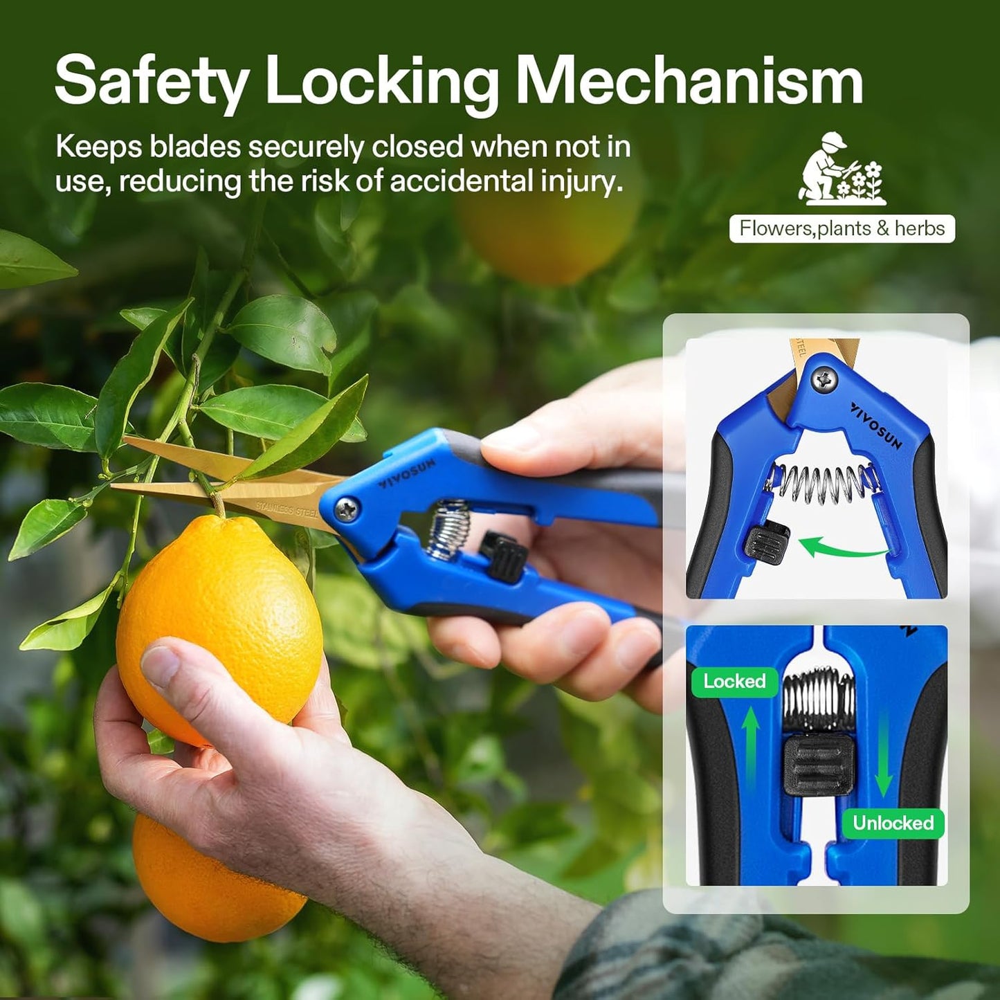 6.5 Inch Gardening Scissors Hand Pruner Pruning Shear with Straight Stainless Steel Blades Orange 1-Pack | Straight Precision Stainless Steel Blades, Comfort Ergonomic Grips, Ideal Snip for deadheading, trimming & shaping plants