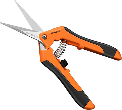 6.5 Inch Gardening Scissors Hand Pruner Pruning Shear with Straight Stainless Steel Blades Orange 1-Pack | Straight Precision Stainless Steel Blades, Comfort Ergonomic Grips, Ideal Snip for deadheading, trimming & shaping plants