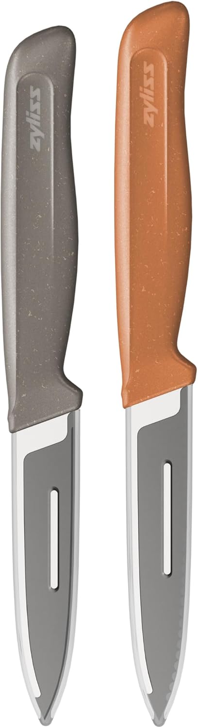 2-Piece Kitchen Knife Set - Stainless Steel Utility & Paring Knives - Soft Grip Handles & Sheath Covers - Durable & Sharp Cooking Blade for Everyday Use