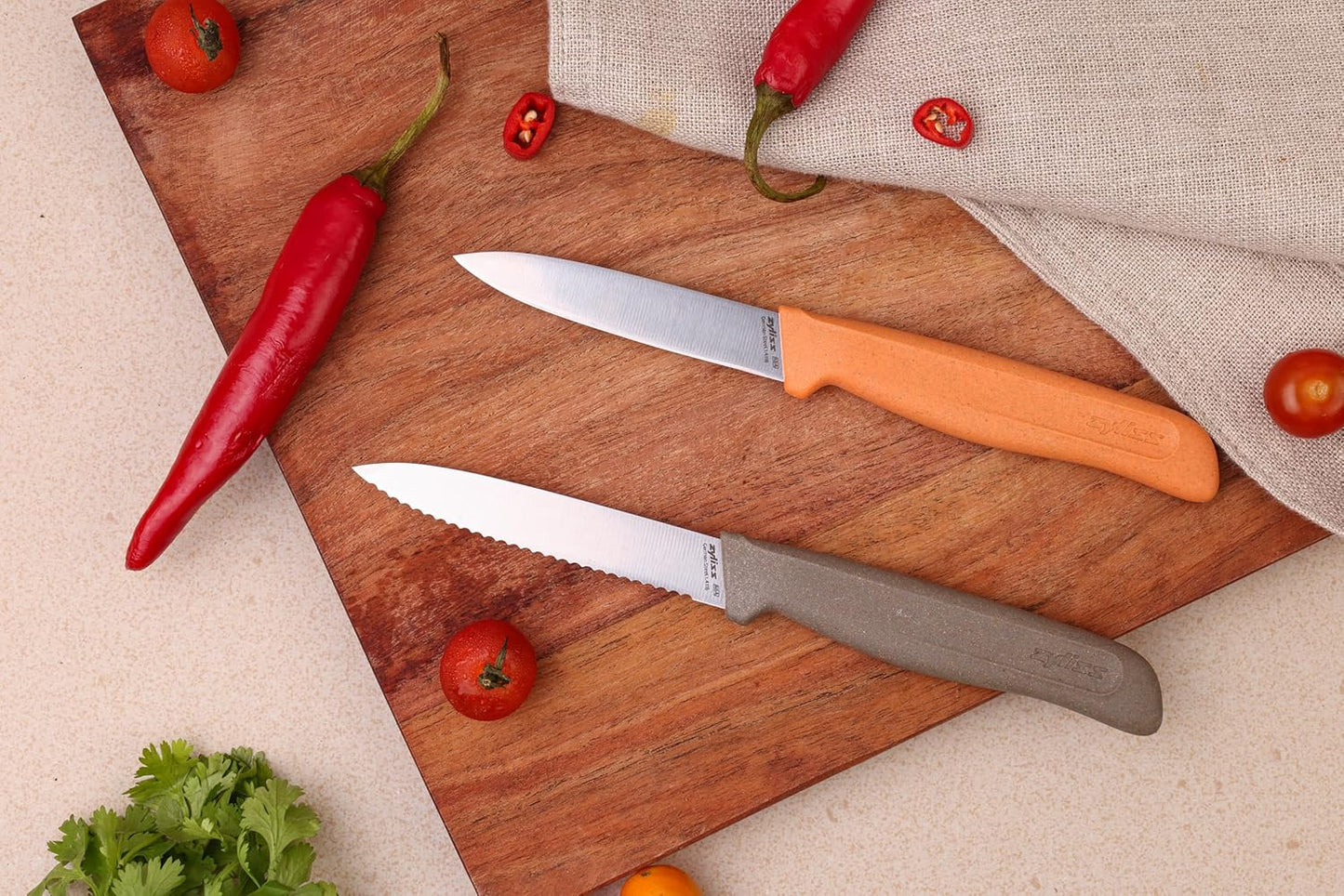 2-Piece Kitchen Knife Set - Stainless Steel Utility & Paring Knives - Soft Grip Handles & Sheath Covers - Durable & Sharp Cooking Blade for Everyday Use