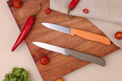 2-Piece Kitchen Knife Set - Stainless Steel Utility & Paring Knives - Soft Grip Handles & Sheath Covers - Durable & Sharp Cooking Blade for Everyday Use