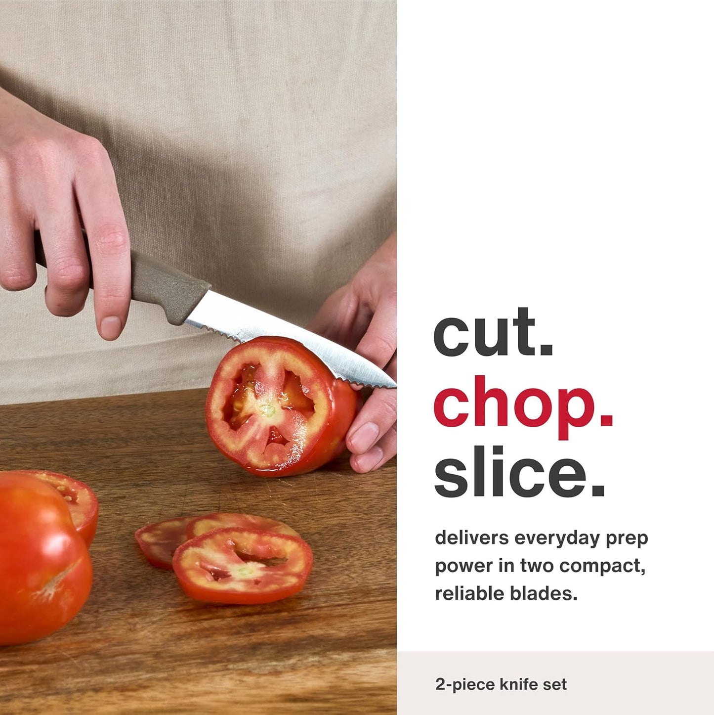 2-Piece Kitchen Knife Set - Stainless Steel Utility & Paring Knives - Soft Grip Handles & Sheath Covers - Durable & Sharp Cooking Blade for Everyday Use