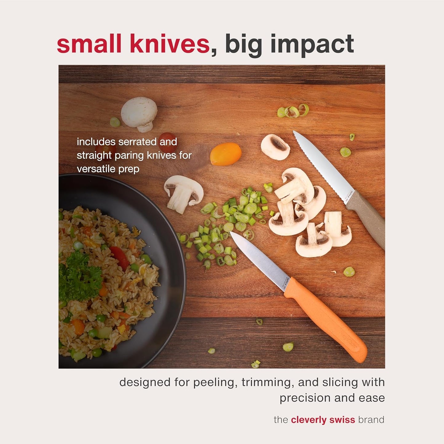 2-Piece Kitchen Knife Set - Stainless Steel Utility & Paring Knives - Soft Grip Handles & Sheath Covers - Durable & Sharp Cooking Blade for Everyday Use