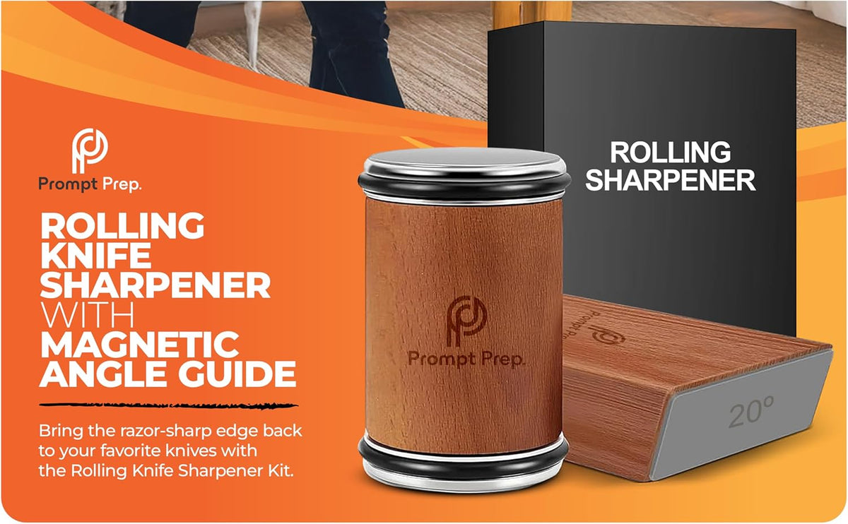 Rolling Knife Sharpener | Easy Knife Sharpening Tool for Kitchen | 15° & 20° Adjustable Angles | Professional Knife Sharpener for Chef & Home Use