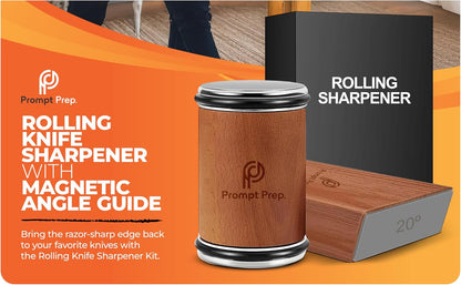 Rolling Knife Sharpener | Easy Knife Sharpening Tool for Kitchen | 15° & 20° Adjustable Angles | Professional Knife Sharpener for Chef & Home Use