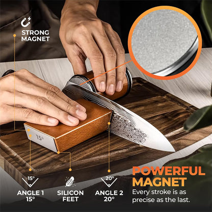 Rolling Knife Sharpener | Easy Knife Sharpening Tool for Kitchen | 15° & 20° Adjustable Angles | Professional Knife Sharpener for Chef & Home Use