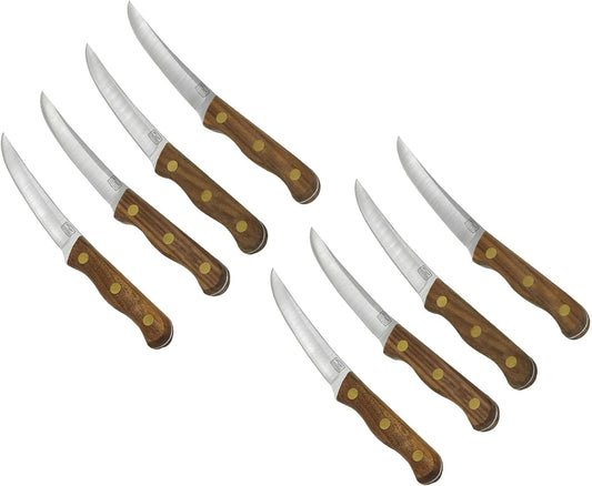 B144 4-Piece Walnut Tradition Steak Knife Set (2-Pack) | Serrated Cutting Edges | Balanced Hand Feel | Classic Wood Grip | Dining Essential Set | Durable Metal Build