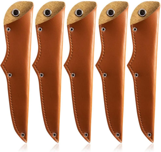 Portable Cutter Covers 5Pcs Pu Knife Sheaths for Meat Cutting Set Wear-Resistant Universal Protector Sleeves for Fillet and Boning Knives Household and Outdoor Kitchen Gadget Fits 5 Inch Blades