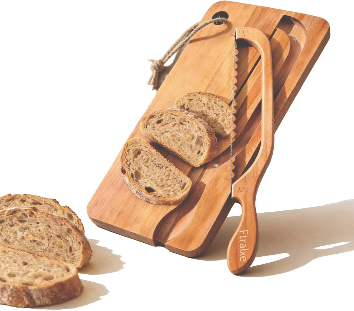 Sourdough Bread Slicer | Bread Cutting Board | 420 Stainless Steel Blade with Magnetic Backing for Easy Storage | Measurement Markings | For Sourdough Bread, Bagel | Ideal for Baking Enthusiasts